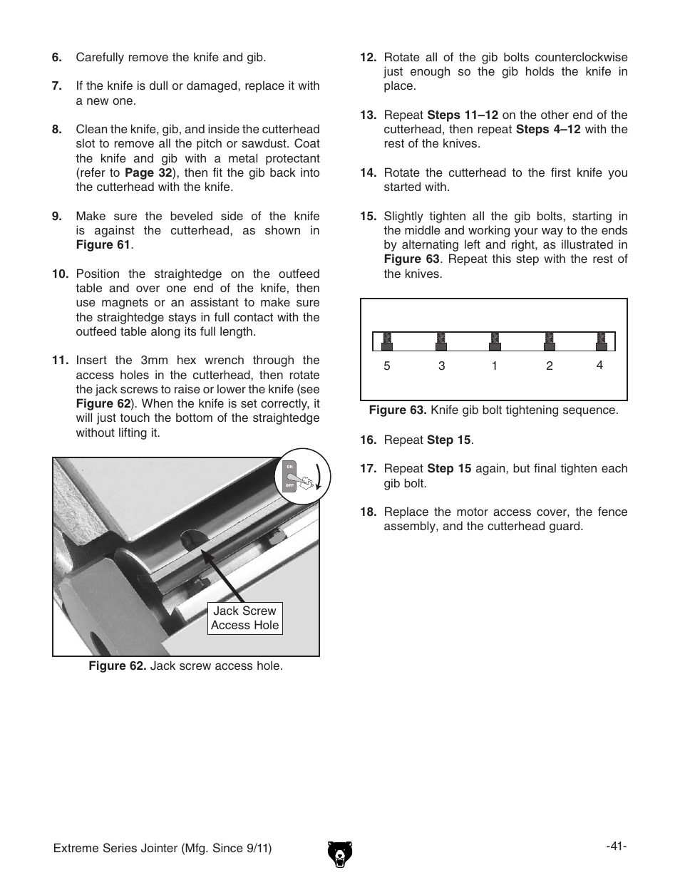 Grizzly Extren Series Jointer g9860 User Manual | Page 43 / 76