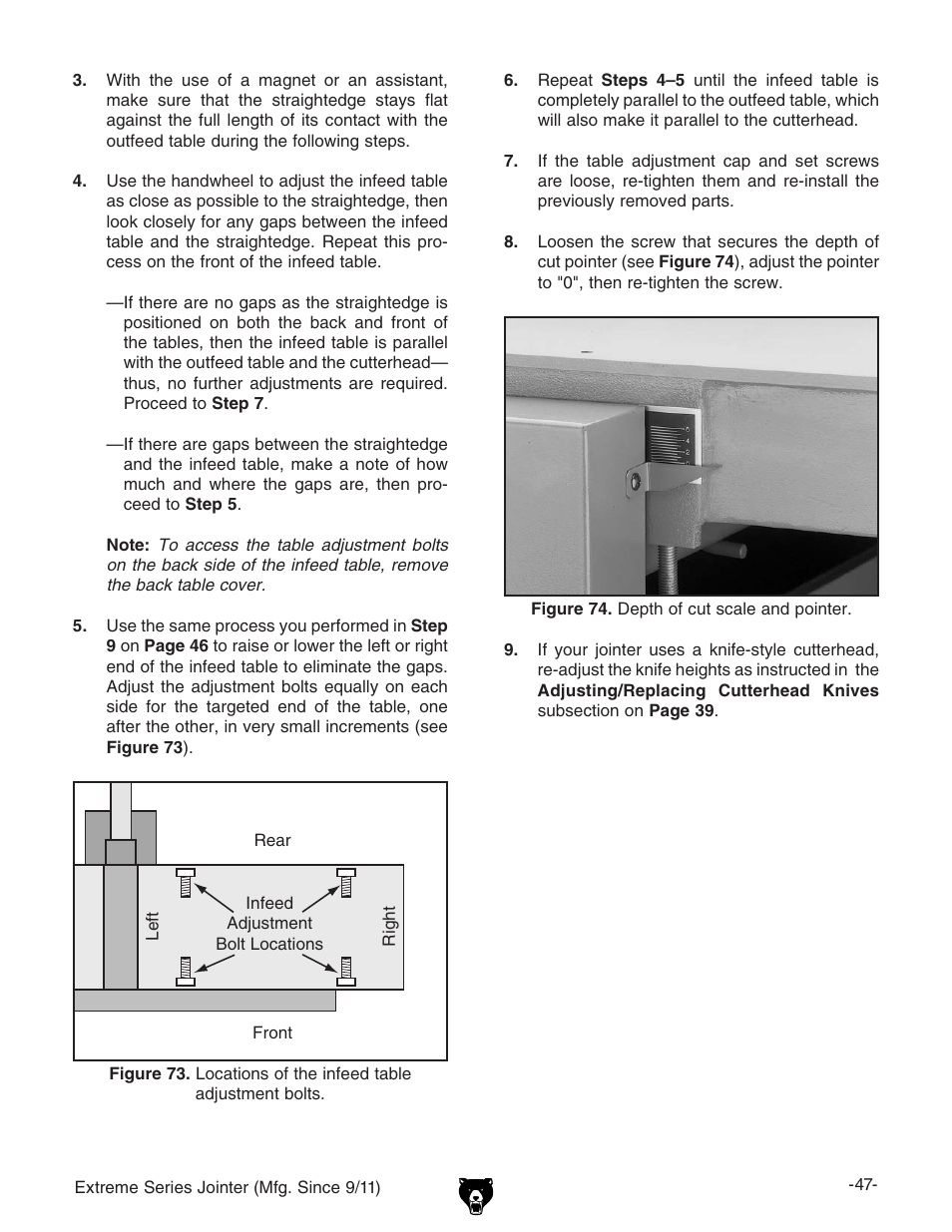 Grizzly Extren Series Jointer g9860 User Manual | Page 49 / 76