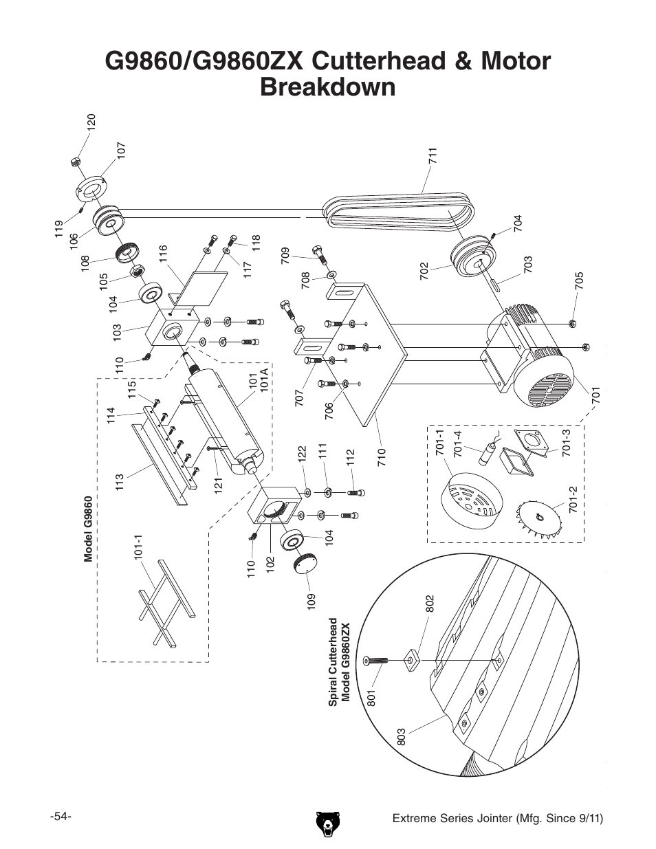 Grizzly Extren Series Jointer g9860 User Manual | Page 56 / 76