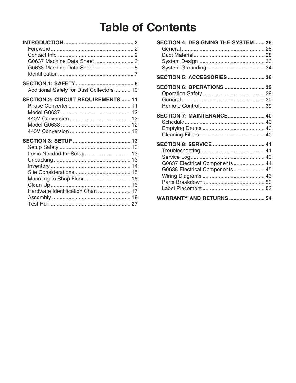 Grizzly G0638 User Manual | Page 3 / 60