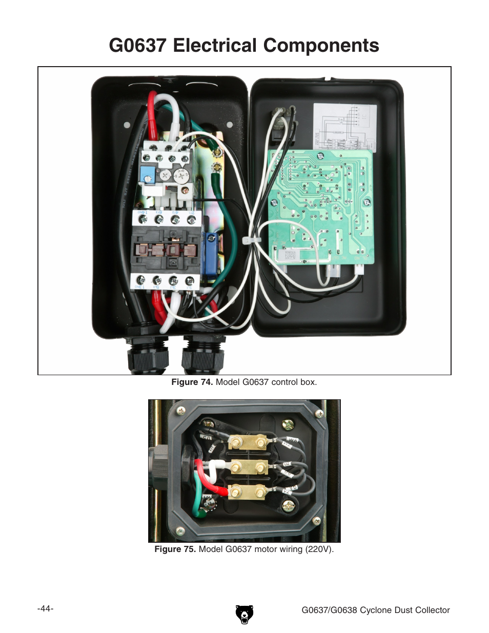 G0637 electrical components | Grizzly G0638 User Manual | Page 46 / 60