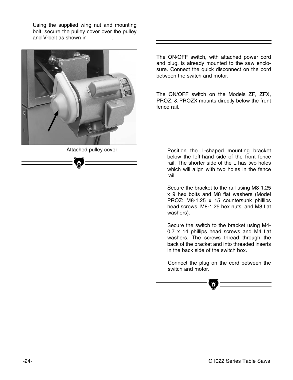 Switch | Grizzly Model G1022proz User Manual | Page 26 / 84