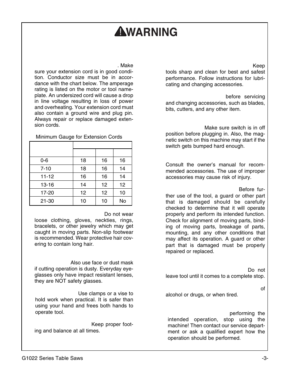 Safety instructions for power tools | Grizzly Model G1022proz User Manual | Page 5 / 84