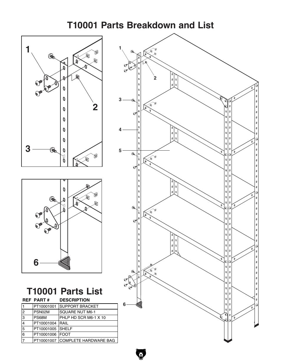 Grizzly Panther 5 Shelf Unit T10001 User Manual | Page 2 / 2