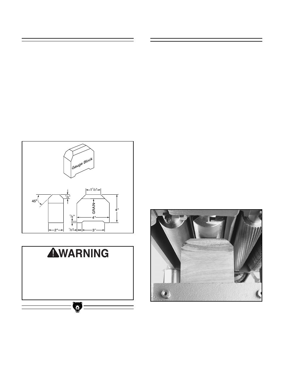 Gauge block, Table adjustment | Grizzly G1021Z User Manual | Page 15 / 39