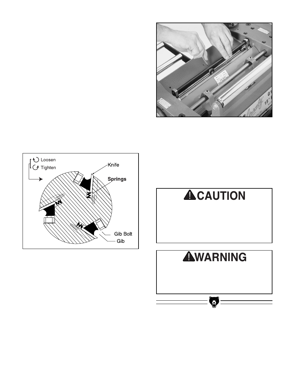 Adjustments using springs | Grizzly G1021Z User Manual | Page 20 / 39