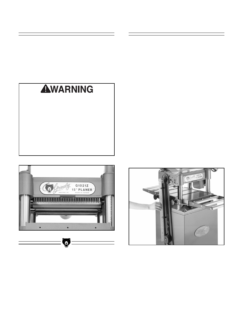 Belts anti-kickback | Grizzly G1021Z User Manual | Page 26 / 39