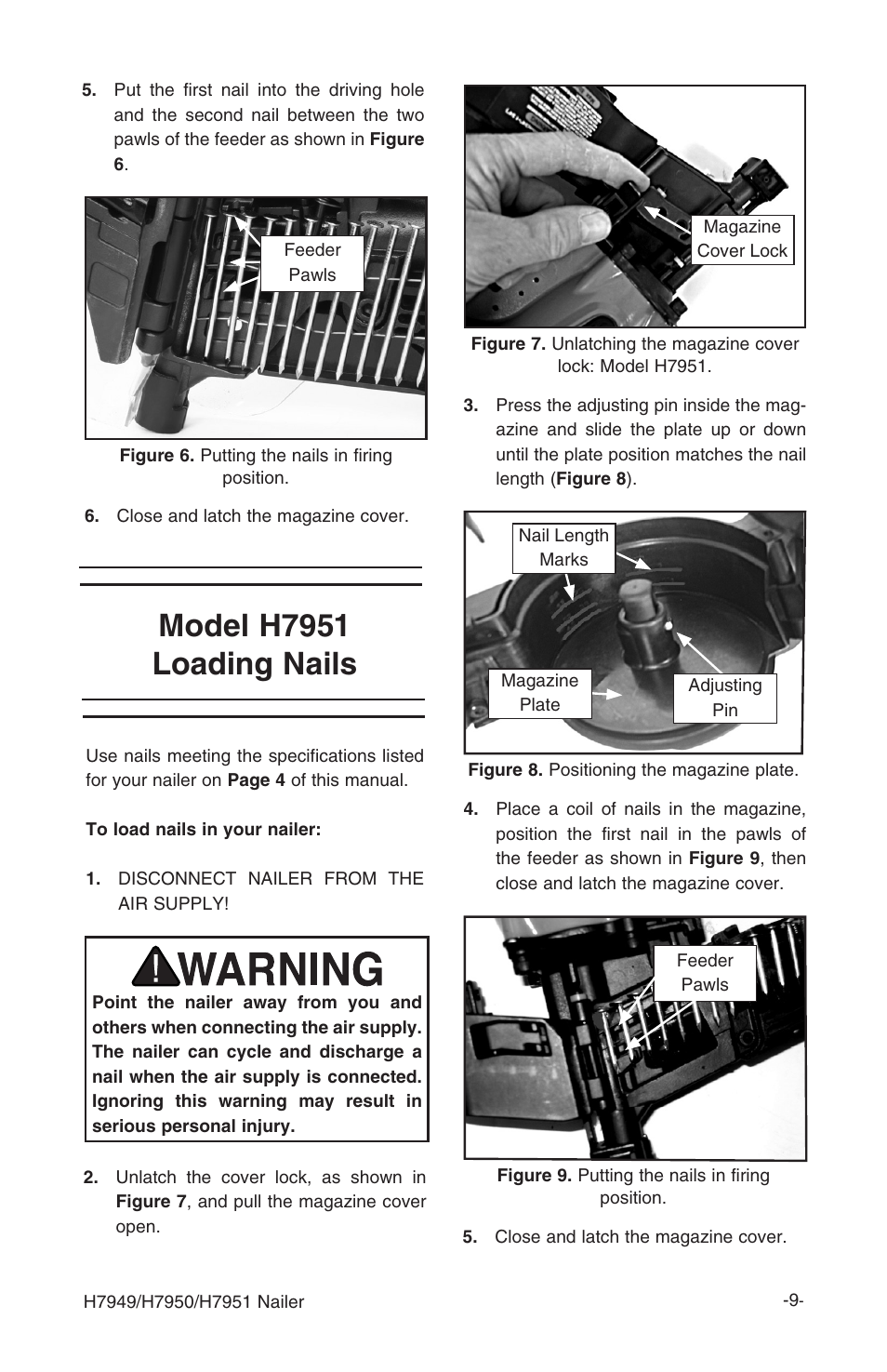 Model h7951 loading nails | Grizzly H7949 User Manual | Page 11 / 32