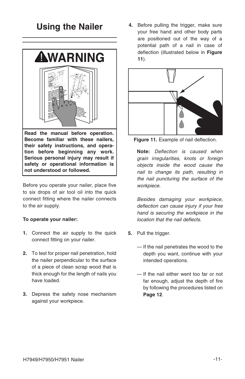 Using the nailer | Grizzly H7949 User Manual | Page 13 / 32