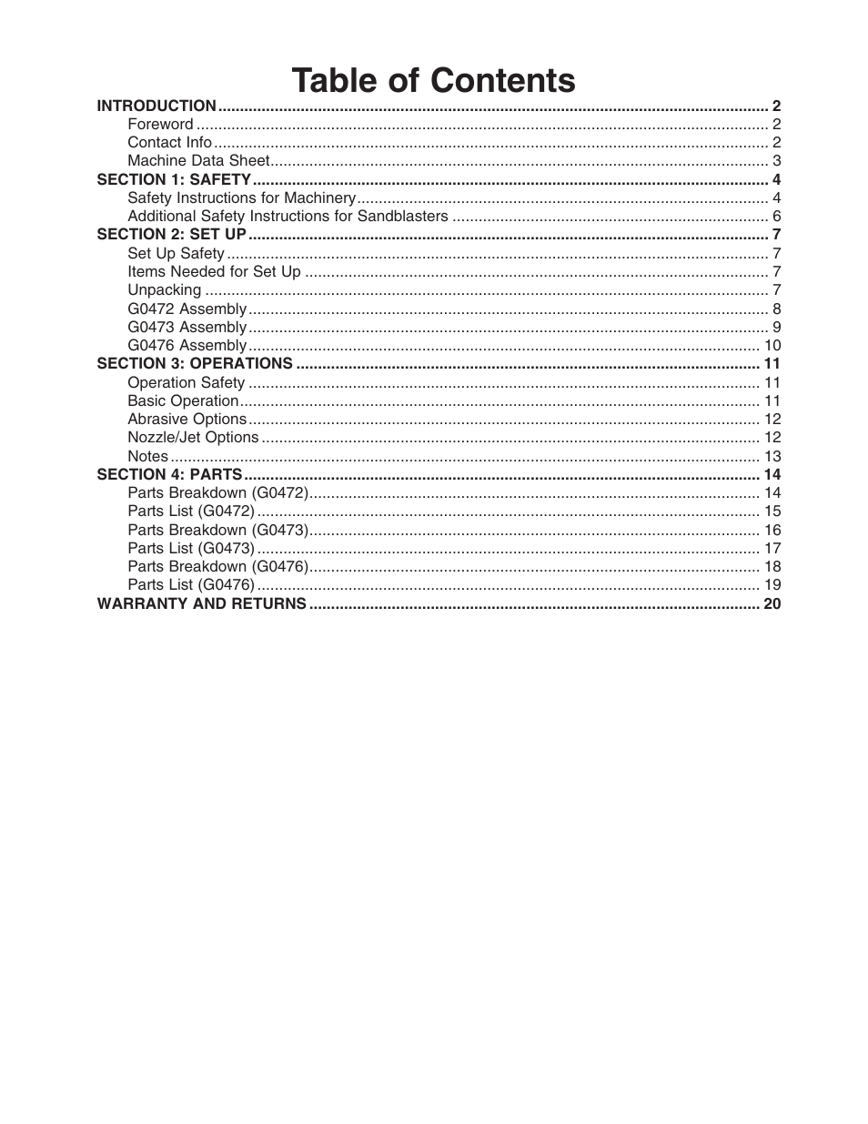 Grizzly G0476 User Manual | Page 3 / 24