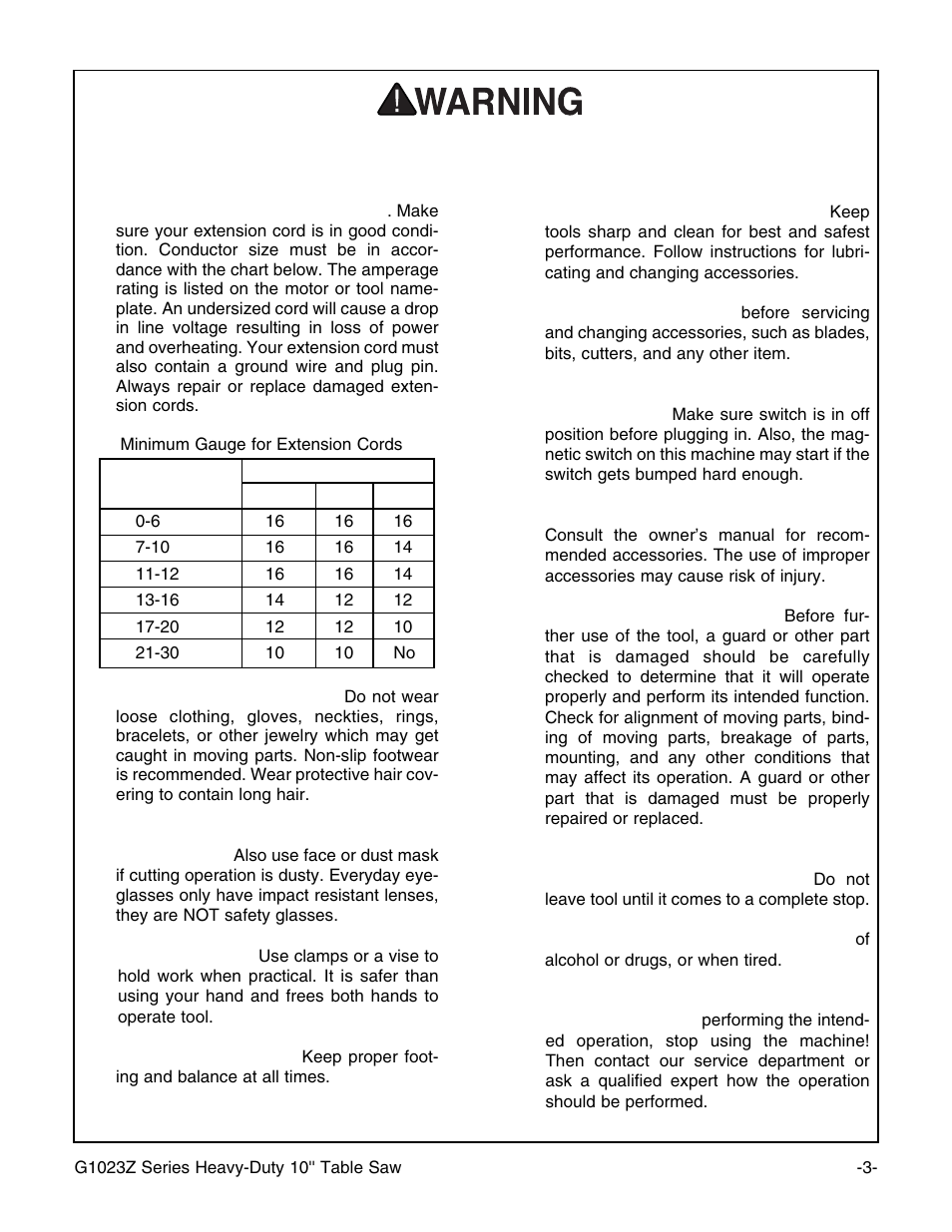 Safety instructions for power tools | Grizzly Model G1023zx3 User Manual | Page 5 / 63