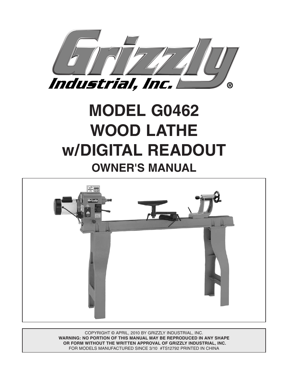 Grizzly G0462 User Manual | 44 pages