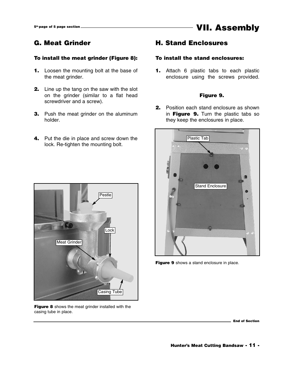 Vii. assembly, G. meat grinder, H. stand enclosures | Grizzly G1016 User Manual | Page 14 / 30