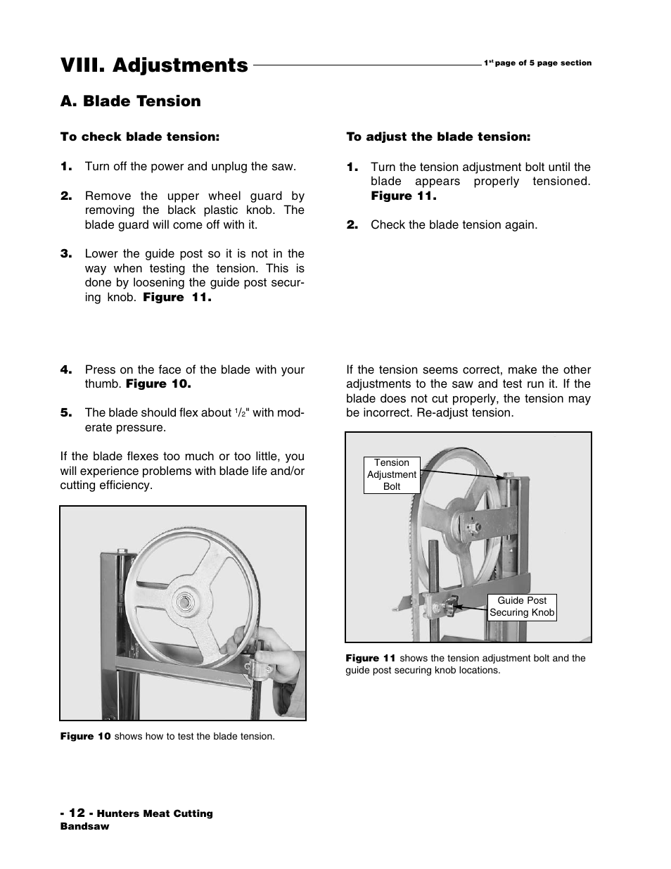 Viii. adjustments, A. blade tension | Grizzly G1016 User Manual | Page 15 / 30