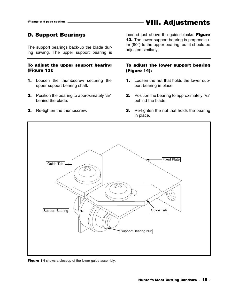 Viii. adjustments, D. support bearings | Grizzly G1016 User Manual | Page 18 / 30