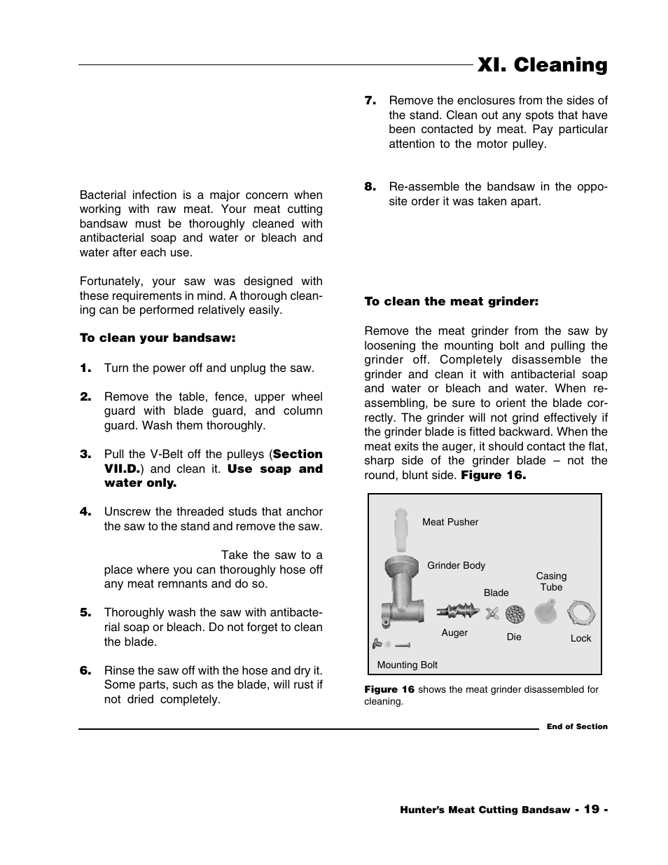 Xi. cleaning | Grizzly G1016 User Manual | Page 22 / 30