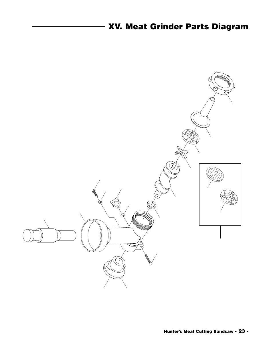 Xv. meat grinder parts diagram | Grizzly G1016 User Manual | Page 26 / 30