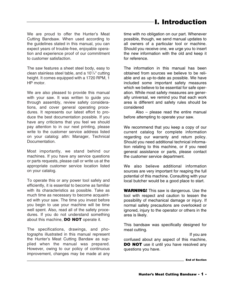 I. introduction | Grizzly G1016 User Manual | Page 4 / 30