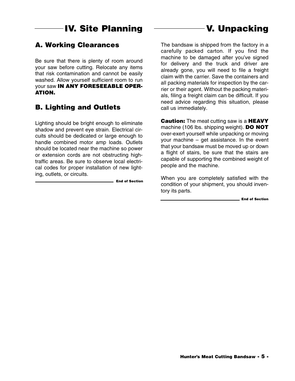 V. unpacking iv. site planning | Grizzly G1016 User Manual | Page 8 / 30