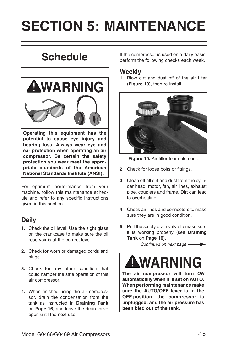 Schedule, Daily, Weekly | Grizzly G0469 User Manual | Page 17 / 32