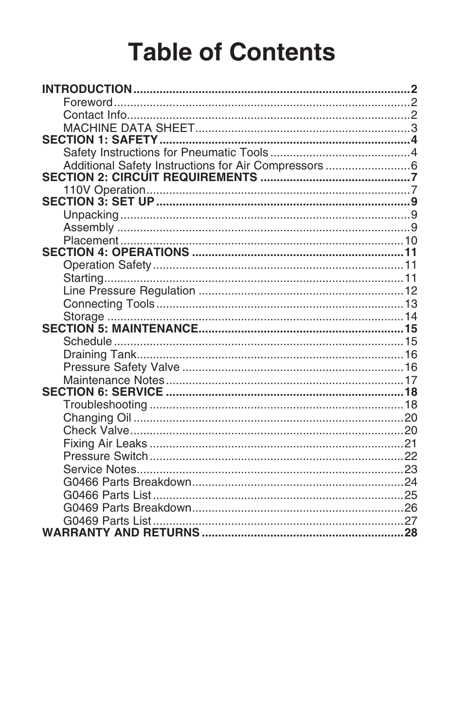 Grizzly G0469 User Manual | Page 3 / 32