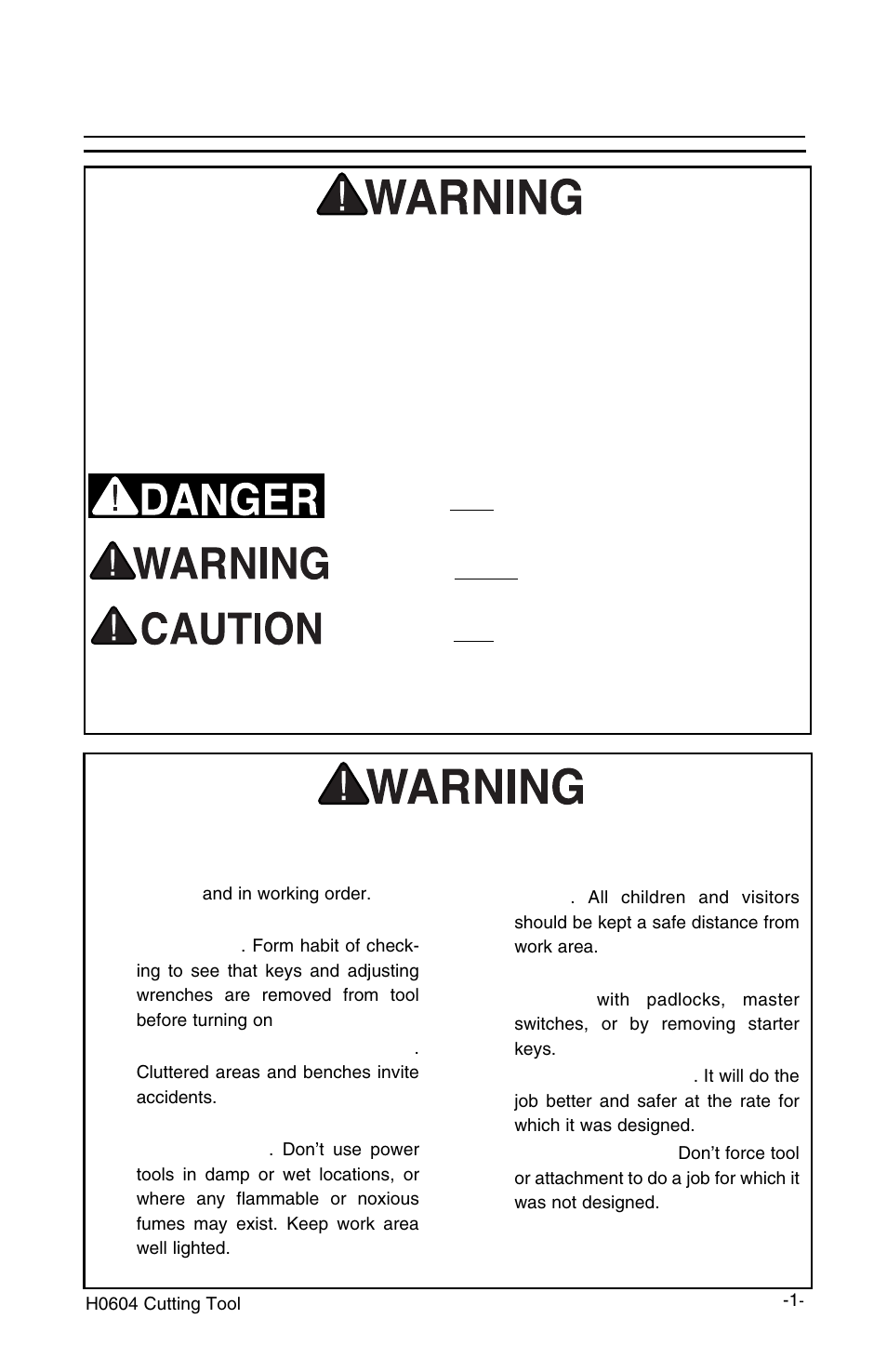 Safety, Notice, Safety instructions for power tools | Grizzly H0604 User Manual | Page 3 / 10