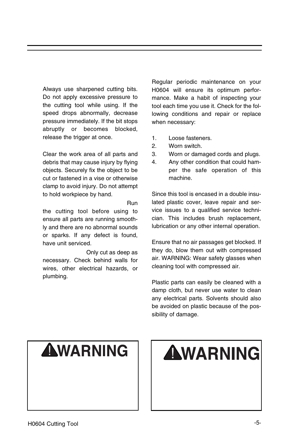 Maintenance, Operating guides and tips | Grizzly H0604 User Manual | Page 7 / 10