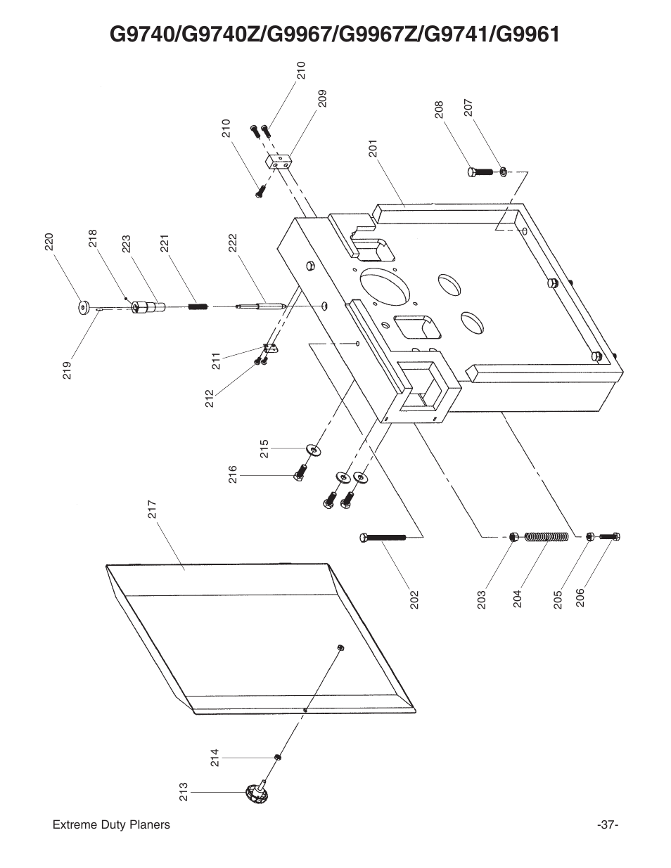 Grizzly Extreme Duty Planners G9740 User Manual | Page 39 / 76