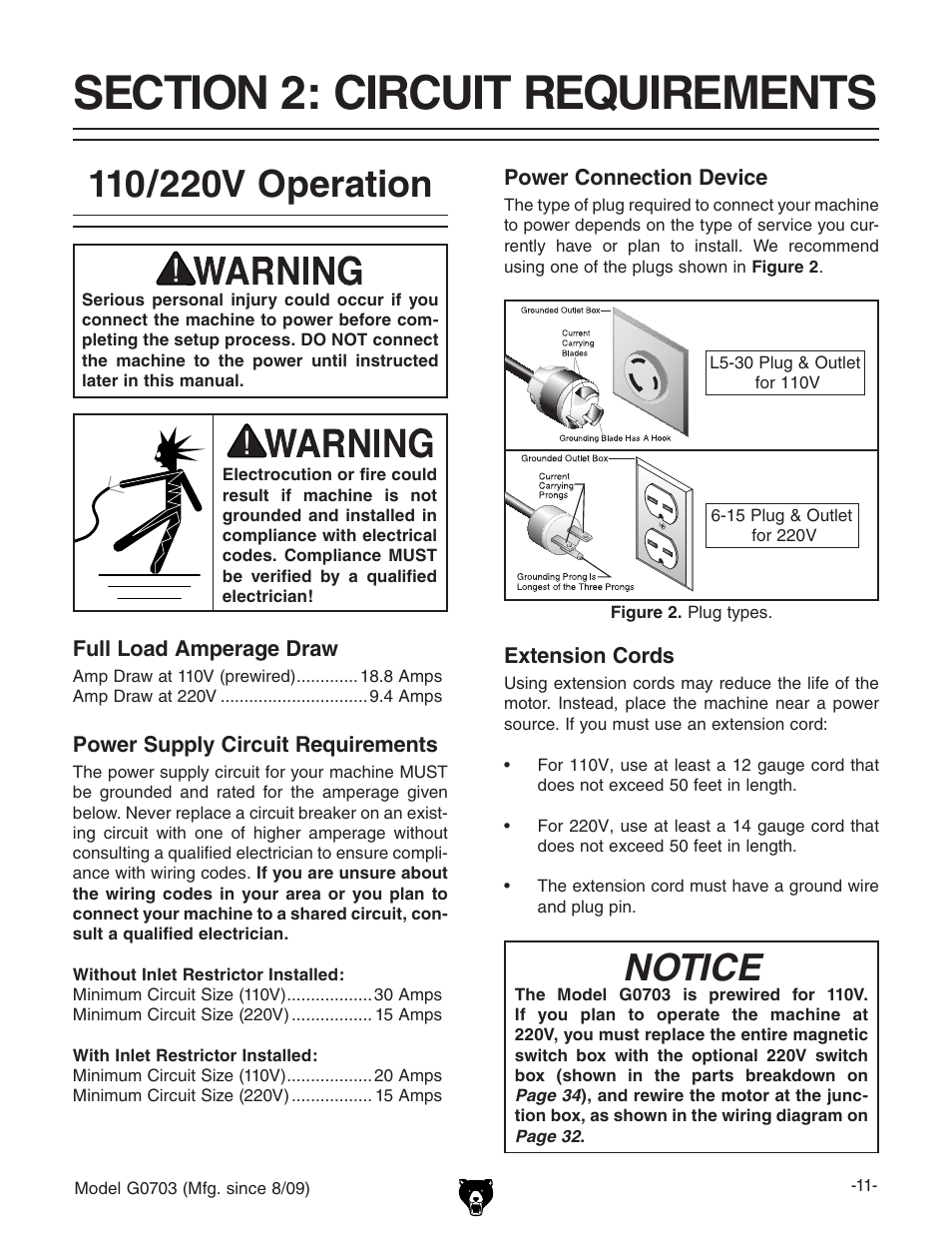 Notice | Grizzly G0703 11 User Manual | Page 11 / 40