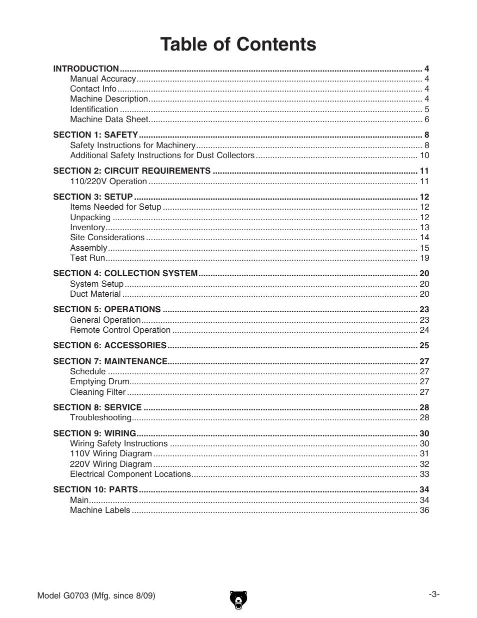 Grizzly G0703 11 User Manual | Page 3 / 40