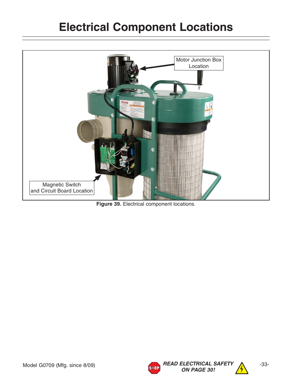 Electrical component locations | Grizzly G0703 11 User Manual | Page 33 / 40