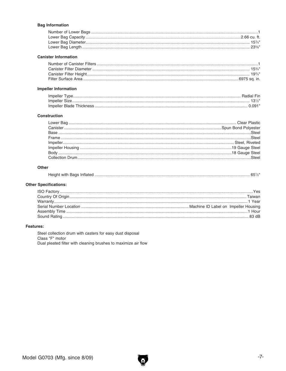 Grizzly G0703 11 User Manual | Page 7 / 40