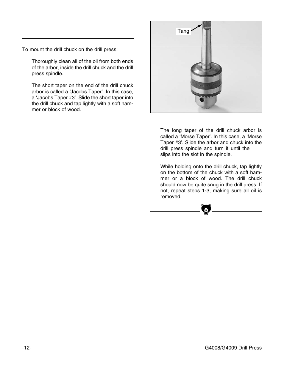 Drill chuck | Grizzly G4008 User Manual | Page 14 / 26