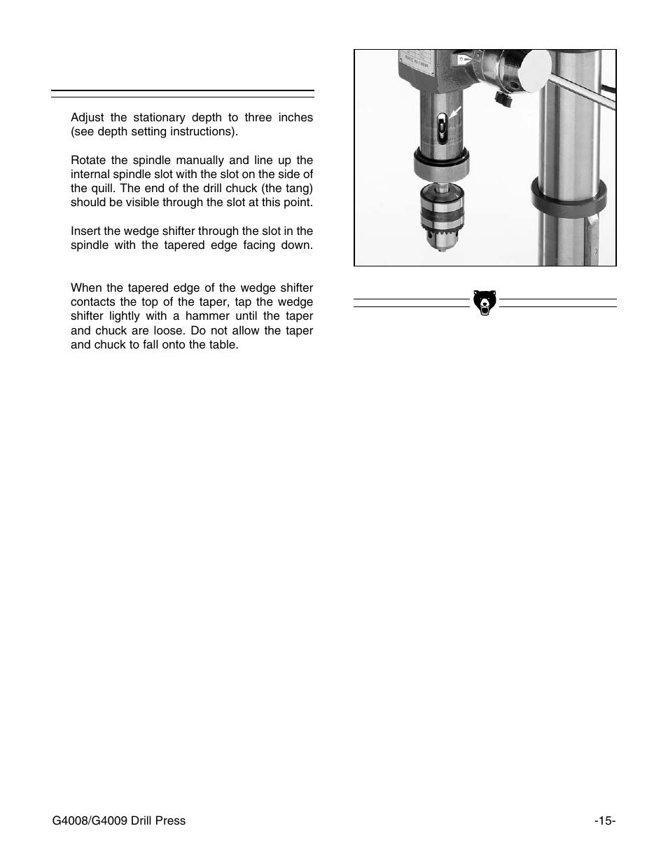 Chuck removal | Grizzly G4008 User Manual | Page 17 / 26