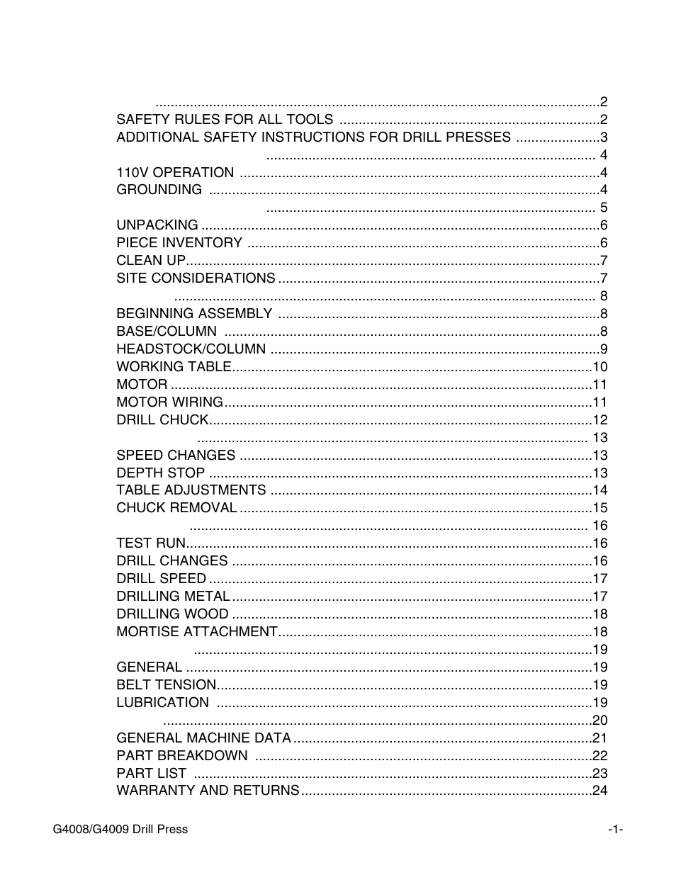 Grizzly G4008 User Manual | Page 3 / 26