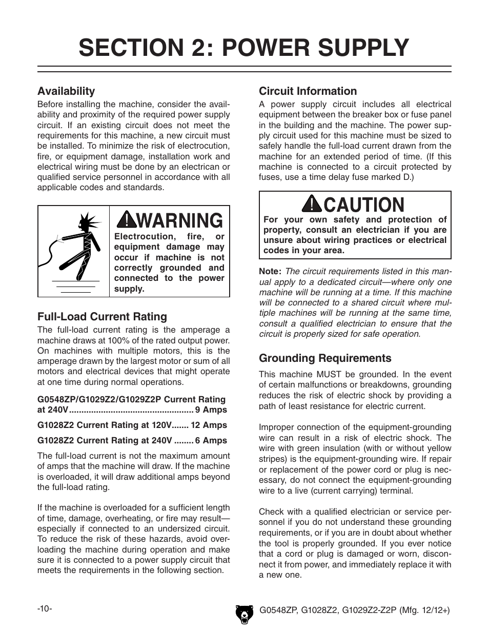 Grizzly G1029Z2P  EN User Manual | Page 12 / 56