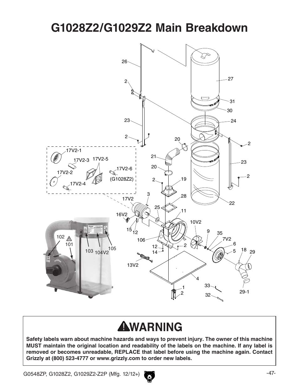 Grizzly G1029Z2P  EN User Manual | Page 49 / 56
