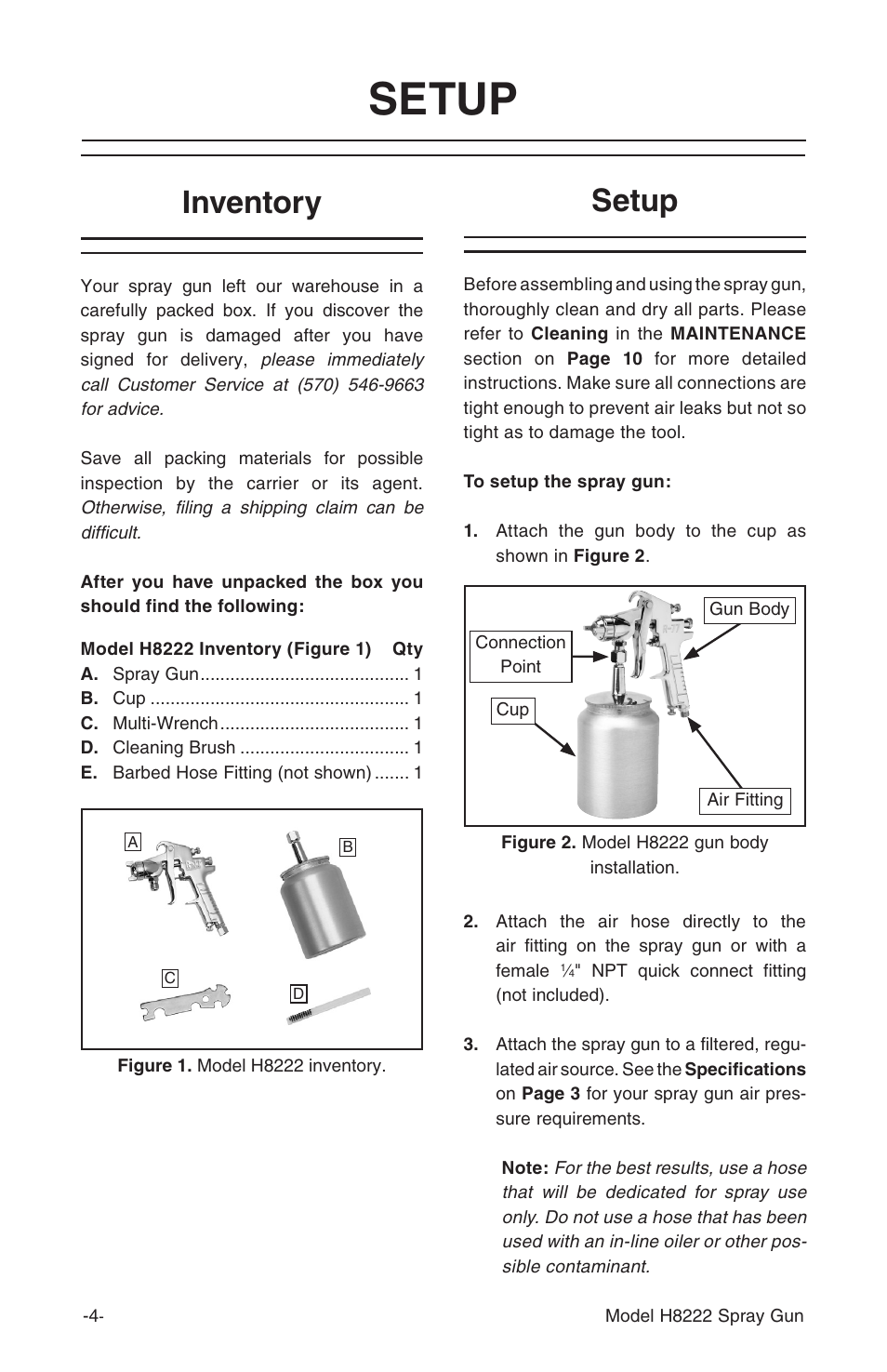 Setup, Inventory | Grizzly Model H8222 User Manual | Page 5 / 16