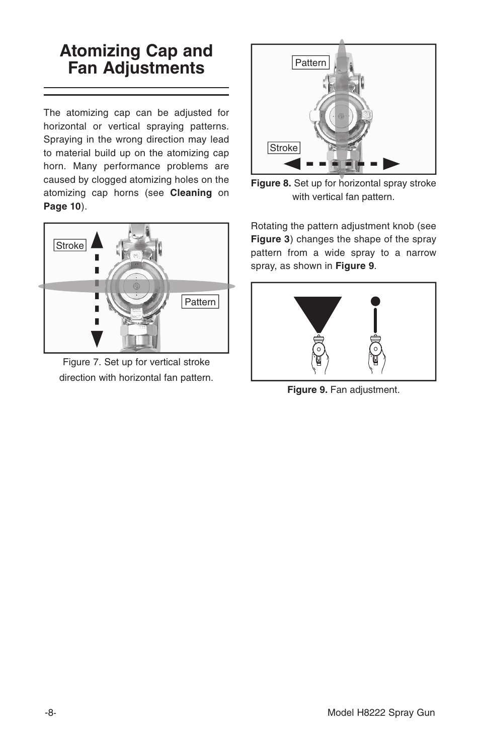 Atomizing cap and fan adjustments | Grizzly Model H8222 User Manual | Page 9 / 16