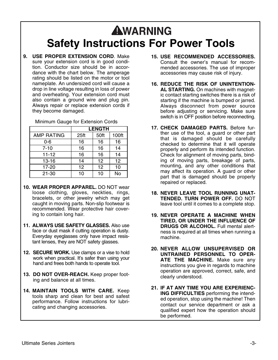 Safety instructions for power tools | Grizzly G9953ZX User Manual | Page 5 / 76