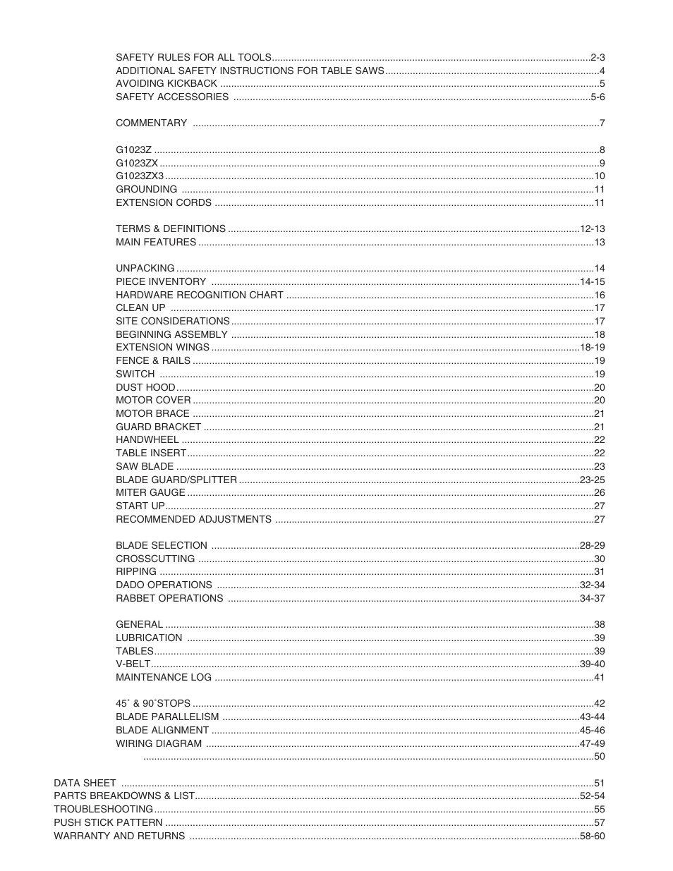 Grizzly ZX3 User Manual | Page 3 / 63