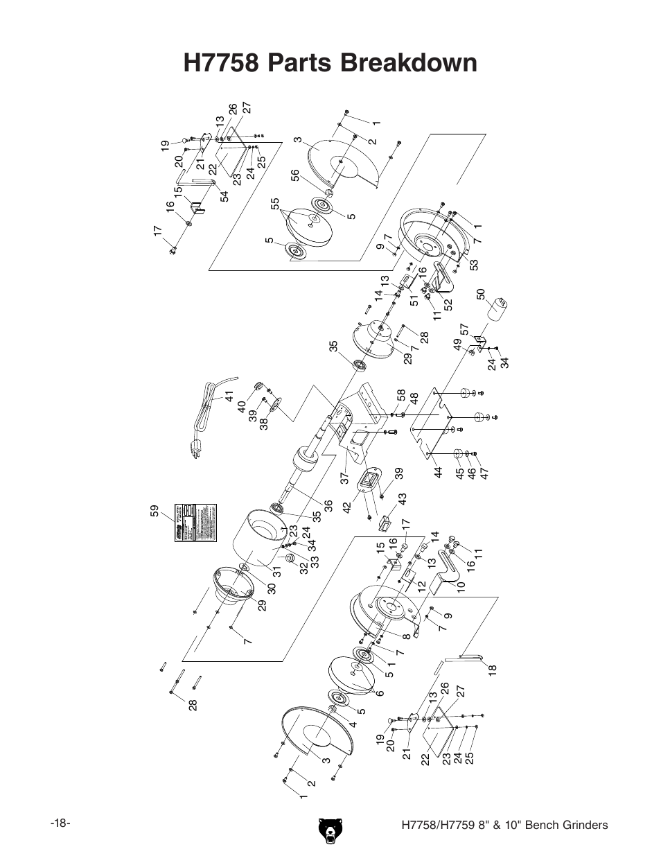 H7758 parts breakdown | Grizzly H7758/H7759 User Manual | Page 20 / 28