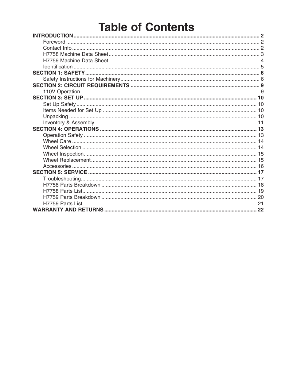 Grizzly H7758/H7759 User Manual | Page 3 / 28