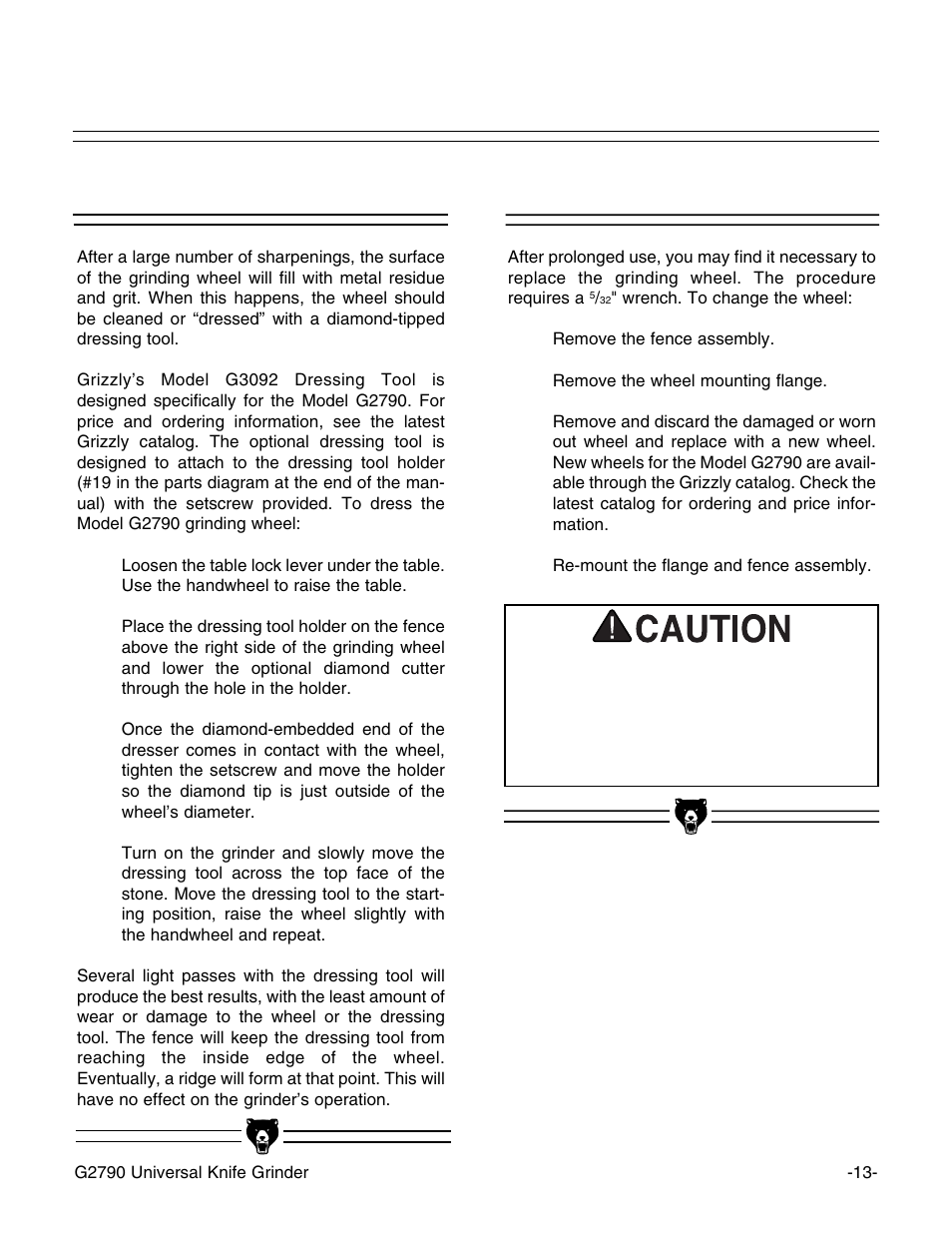 Wheel dressing wheel removal | Grizzly G2790 User Manual | Page 16 / 23