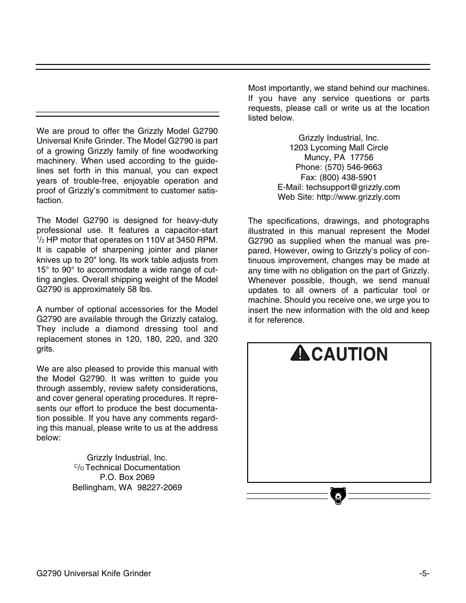 Commentary | Grizzly G2790 User Manual | Page 8 / 23
