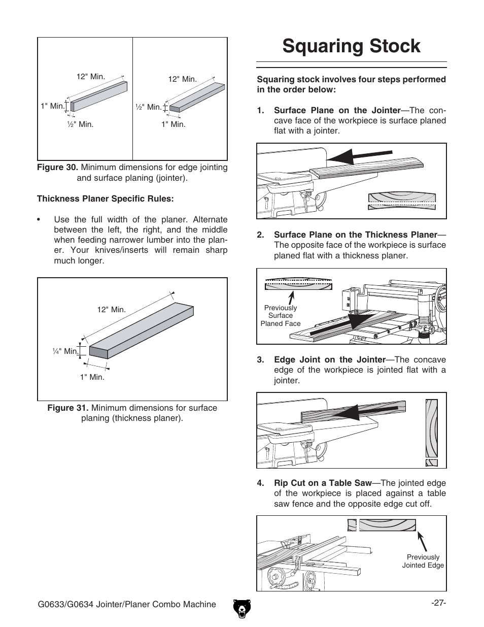 Squaring stock | Grizzly G0633/G0634 User Manual | Page 29 / 72