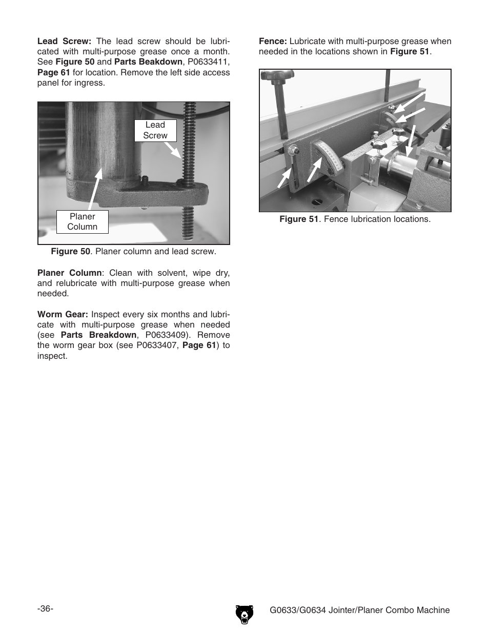 Grizzly G0633/G0634 User Manual | Page 38 / 72