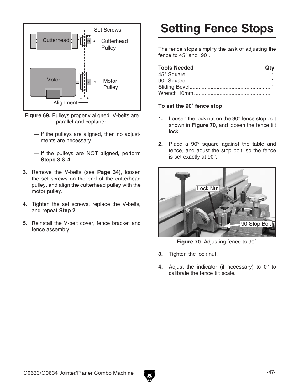 Setting fence stops | Grizzly G0633/G0634 User Manual | Page 49 / 72