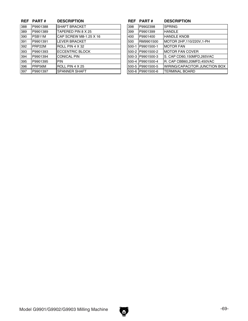 Grizzly Milling Machine G9901 User Manual | Page 8 / 15