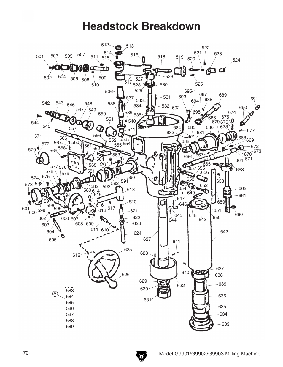 Headstock breakdown | Grizzly Milling Machine G9901 User Manual | Page 9 / 15